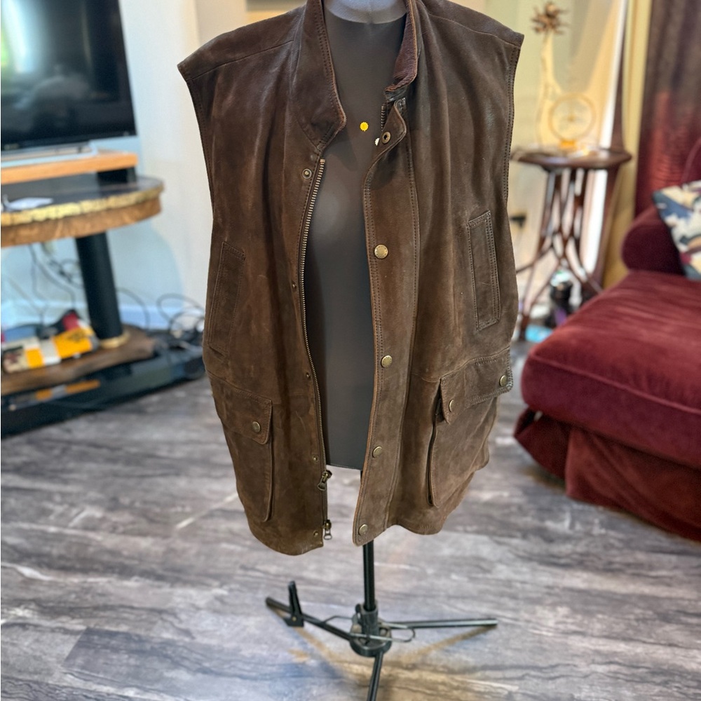 Orvis Chocolate Brown Suede Vest